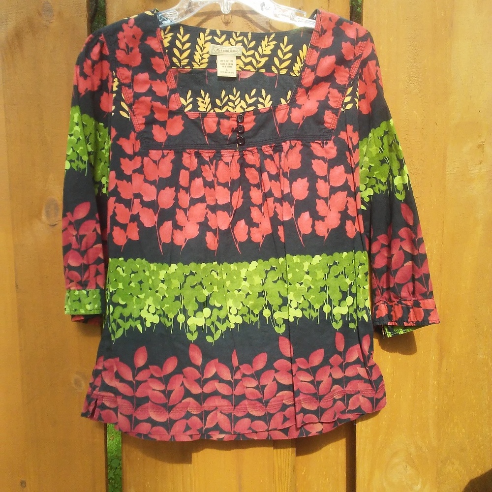 Art and Soul Square Neck Cotton Blouse